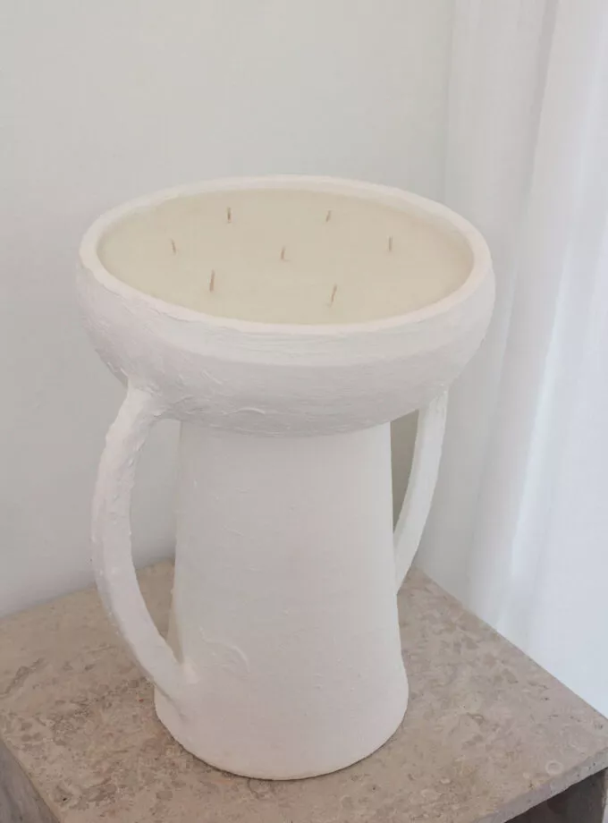 נר בכלי קרמי עם ידיות xl